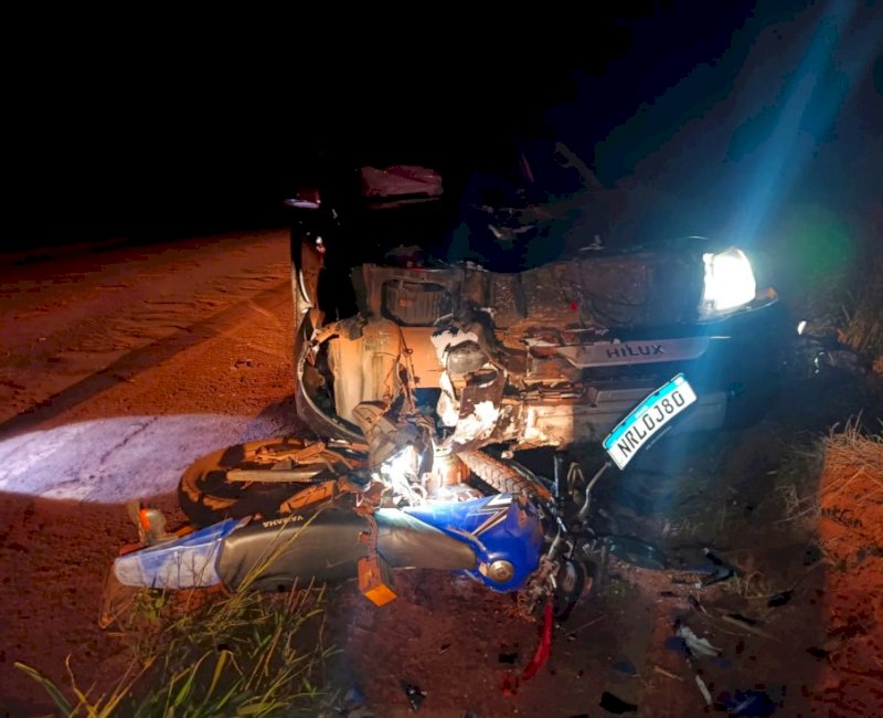 Ivinhema: Homem de 51 anos morre em colisão entre caminhonete e motocicleta na MS-141