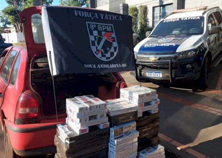 Polícia Militar apreende carga de cigarros e veículo avaliados em 15 mil reais em Nova Andradina