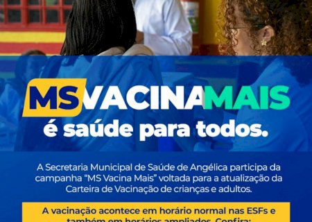 Angélica realizará Drive Thru da Vacinação e salas de vacina estão funcionando em horário estendido.