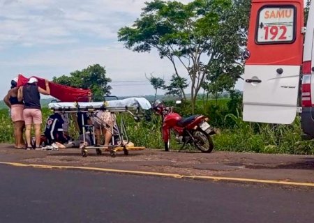 Motociclista fica ferido ao sofrer queda na BR-376, em Nova Andradina