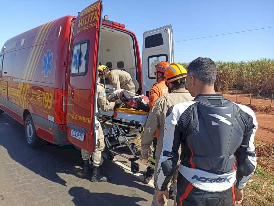 Motociclista fica ferido em acidente com carro na MS-276, entre Batayporã e Anaurilândia