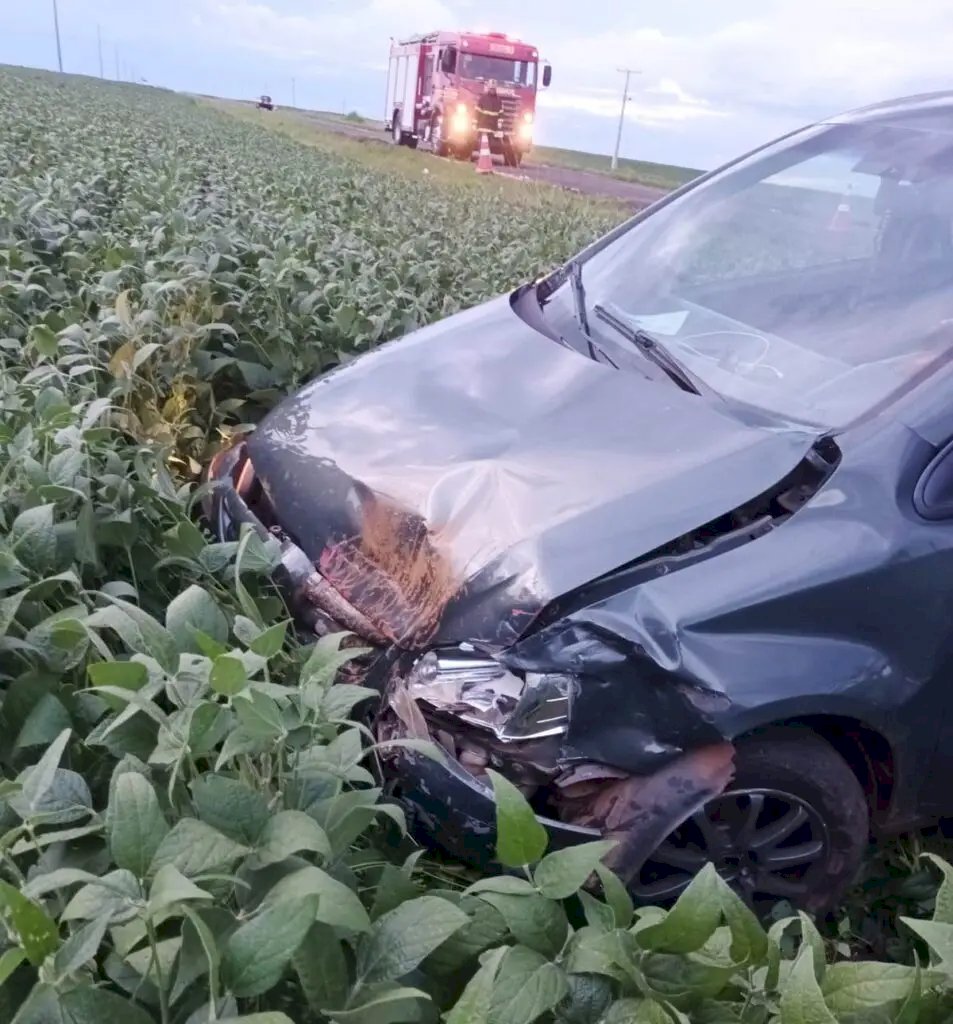 Colisão frontal deixa motorista preso às ferragens em rodovia