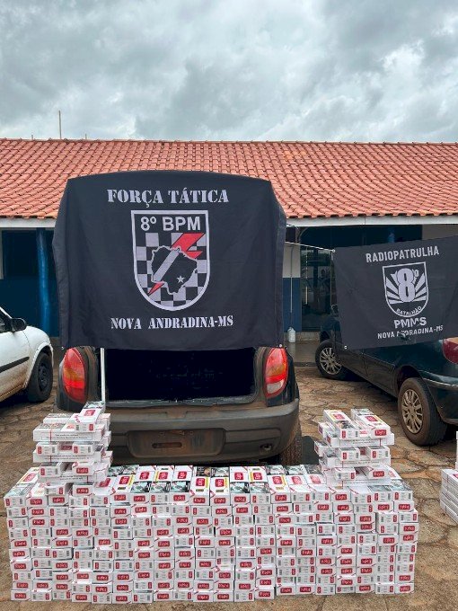 Polícia Militar desarticula comboio com mais de mil pacotes de cigarros contrabandeados em Nova Andradina