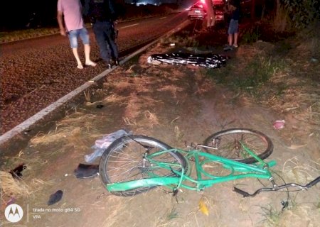 Ivinhema - Acidente entre carro e bicicleta deixa uma vítima fatal próximo ao córrego Azul