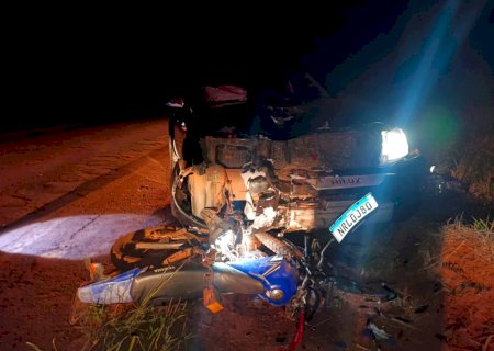 Ivinhema: Homem de 51 anos morre em colisão entre caminhonete e motocicleta na MS-141